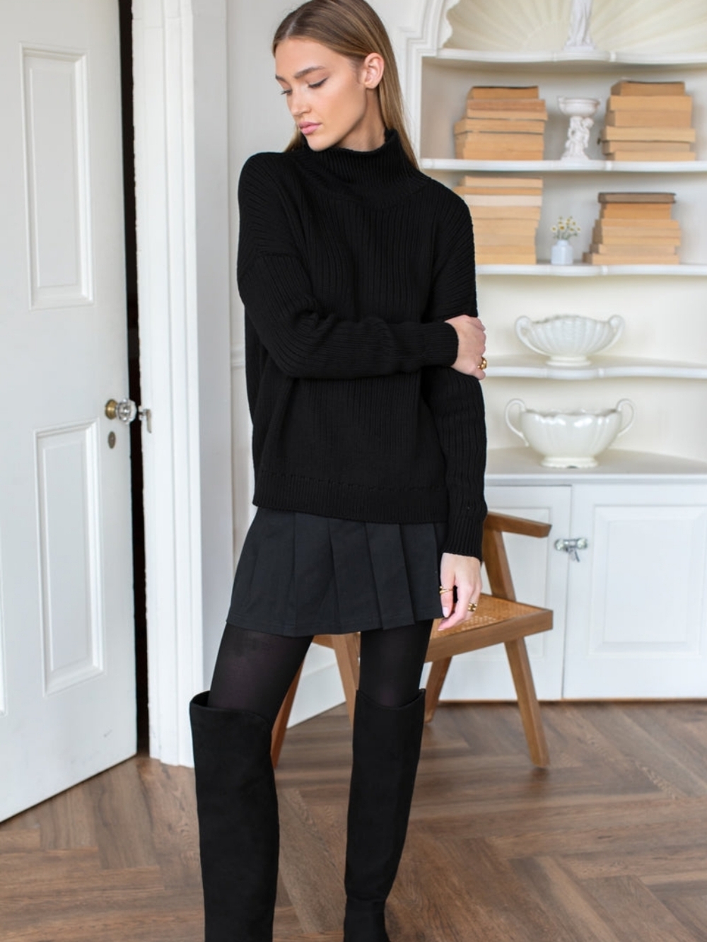 Emerson Fry Soft Pleated Mini Skirt - Black Swan